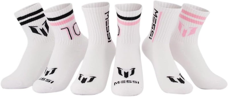 MESSI Girls' Lifestyle Crew Socks, 6-Pack, Soft & Stretchy, Comfortable - Image 3